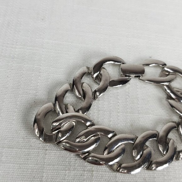 Vintage Napier Chunky Silver Tone Link Bracelet - Picture 3 of 8